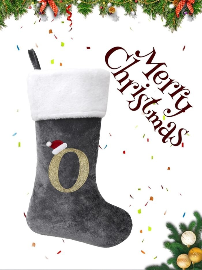 20 Inches Monogrammed Christmas Stockings with Letters,Super Soft Christmas Stockings Large Monogram Stockings Red Letter Stockings for Christmas Holiday Xmas Gift… - Image 2