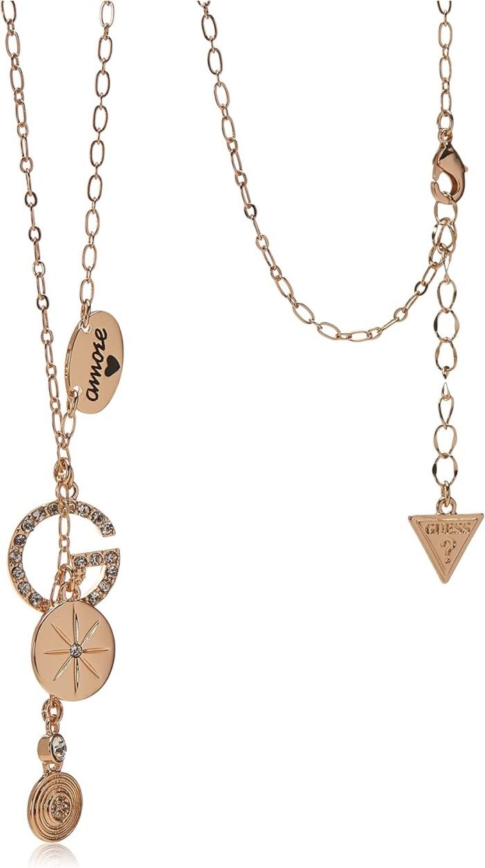 GUESS womens "Basic" Gold Pave G Linear Y-Shaped Necklace, 16" + 2" Extender - Image 2
