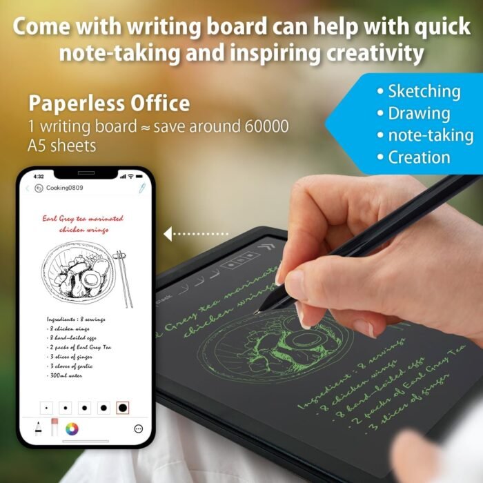 Smart Pen+Notebook+Writing Board, SmartPen Real-time Sync for Digitizing, Storing, and Sharing Paper Notes, Use with Ophaya Pro+ App，Compatible with Smartphone (Android and iOS)-Updated APP - Image 4
