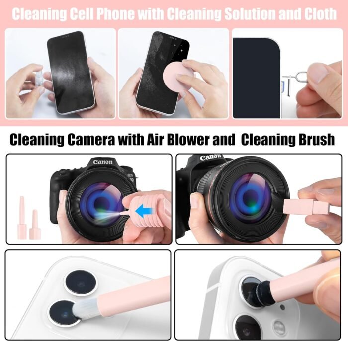 Laptop Phone Screen Cleaner Kit, Computer Keyboard Brush Cleaning Spray for iPhone AirPods MacBook iPad, 20-in-1 Electronic Device Clean Tool for Camera PC Monitor Earbud TV Tablet Car Screens - Image 4