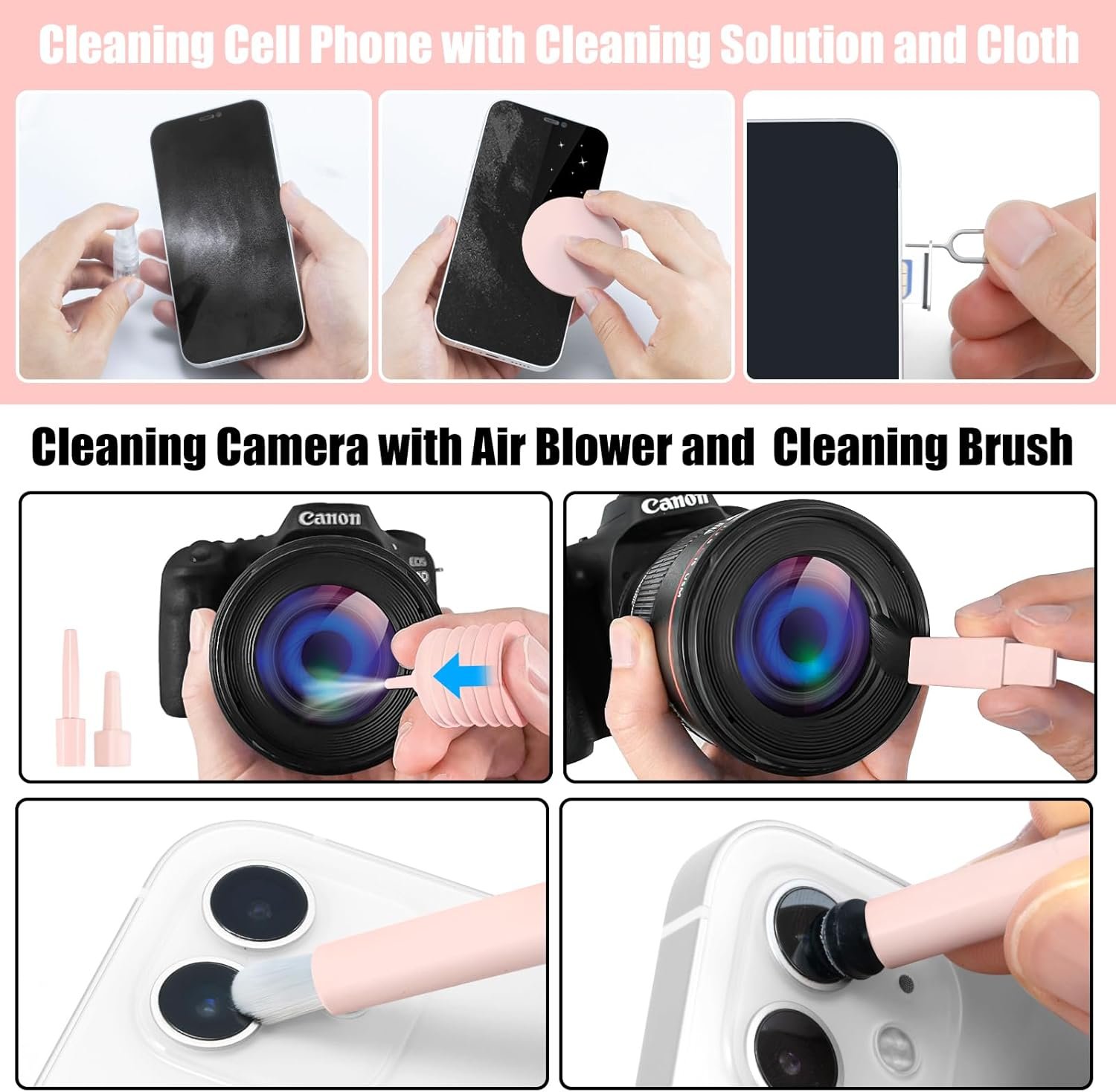 Laptop Phone Screen Cleaner Kit, Computer Keyboard Brush Cleaning Spray for iPhone AirPods MacBook iPad, 20-in-1 Electronic Device Clean Tool for Camera PC Monitor Earbud TV Tablet Car Screens - Image 4