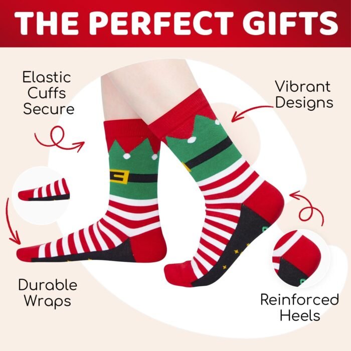 HAPPYPOP Christmas Gifts Stocking Socks for Men - Secret Santa Socks Xmas Stocking Stuffers for Him Red - Image 3