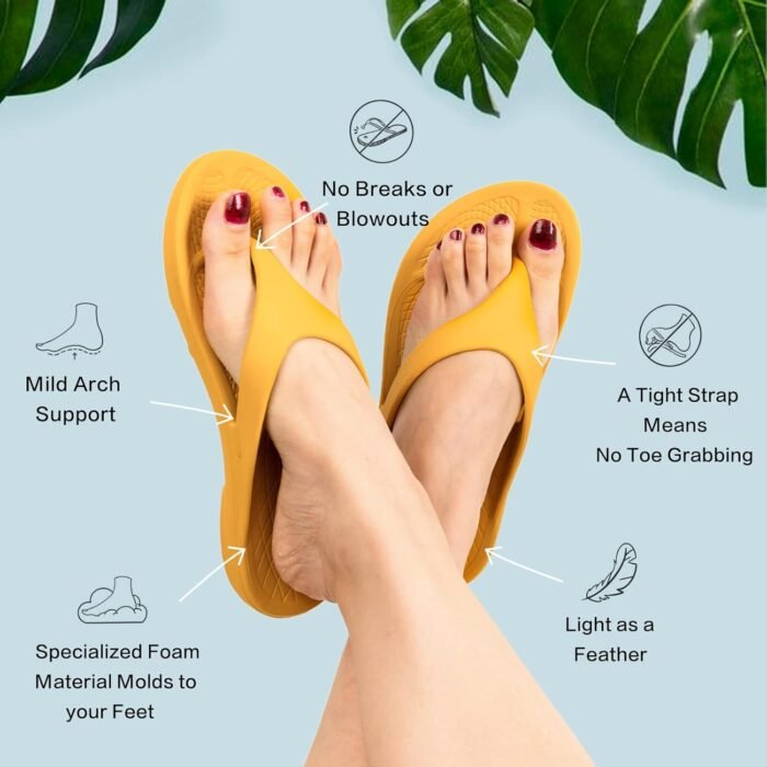 Wishcotton Women's Flip Flop Sandals Lightweight Thong Sandals Recovery Footwear, Ladies Soft Waterproof Beach Sandals, Anti Slip Shower Slides Slippers - Image 4