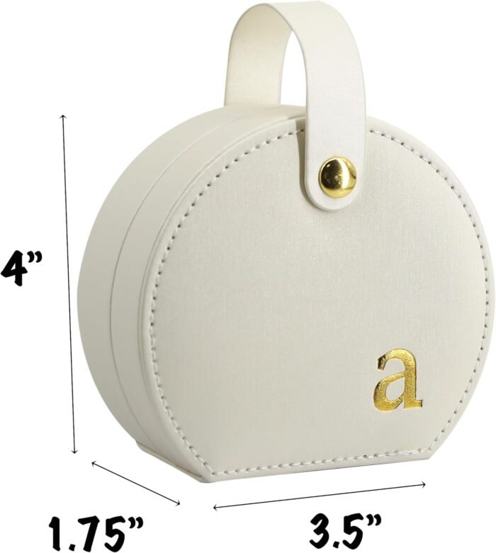 COLLECTIVE HOME - Travel Jewelry Case, Elegant Half-Moon Design with Gold Monogram, Detachable Handle, Personalized Accessory Organizer, Gift for Fashion-Forward Women and Teens (a) - Image 2