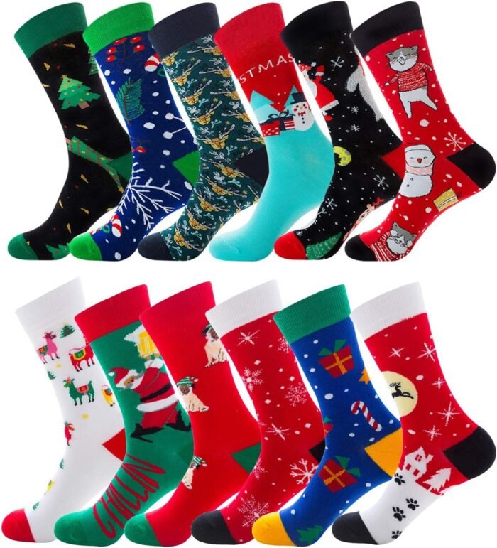 Gellwhu Men's Christmas Socks, Christmas Gifts for Men Women Stocking Stuffers Large Holiday Fun Novelty Cotton Socks