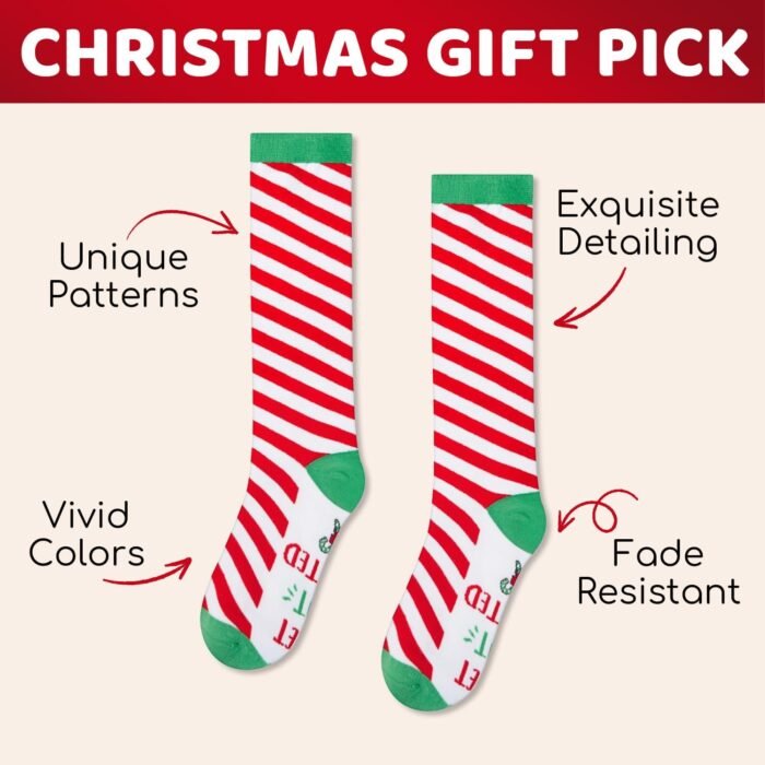 HAPPYPOP Christmas Gifts Stocking Socks for Women - Christmas Knee High Light Up Twisted Socks, Secret Santa Xmas Stocking with Greeting Card for Teen Girls - Image 4