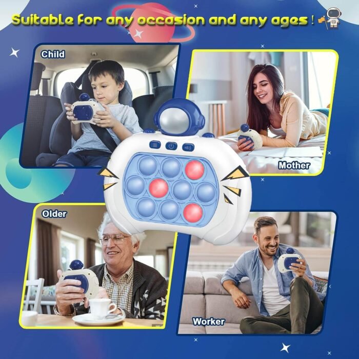 Quick Push Game Fidget Toys Pro for Kids Adults, Handheld Game Fast Puzzle Game Machine, Push Bubble Stress Toy, Relief Party Favors, Xmas Gifts for Boys (Blue Astronaut) - Image 5