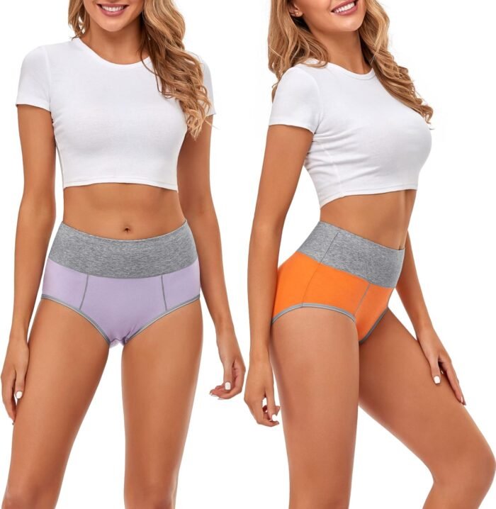 CULAYII High Waisted Underwear for Women Cotton No Muffin Top Full Coverage Briefs Soft Stretch Ladies Panties 5 Pack - Image 3