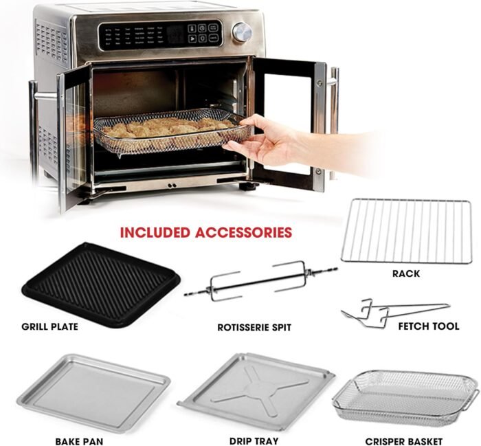 Emeril Lagasse 26 QT Extra Large Air Fryer, Convection Toaster Oven with French Doors, Stainless Steel - Image 2