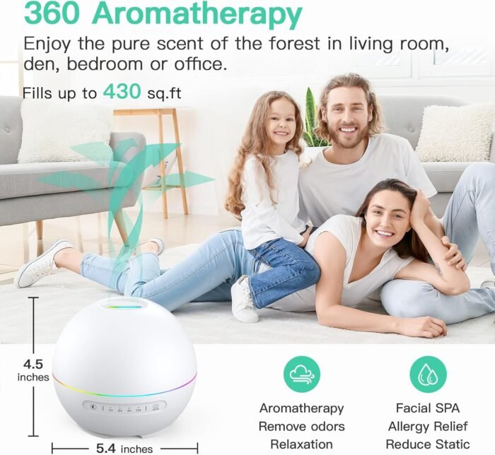 2 Pack Essential Oil Diffuser for Home - 200ml Aromatherapy Diffuser Humidifier with 4 Timers & 7 Colors Night Lights, 20dB Quiet Working for 10 Hours, Auto Shut-Off - Image 5