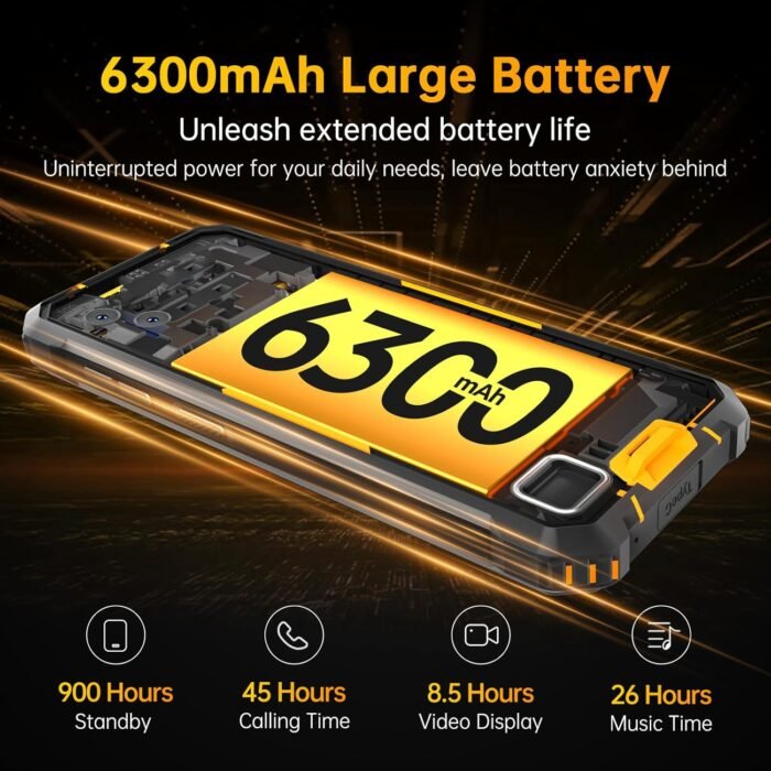 OUKITEL WP32 Rugged Smartphone - 6300mAh Rugged Phone Android 13 Cell Phone, 12GB RAM+128GB ROM, Dual Sim, 6 inches Big Screen Phones, NFC/OTG, T-Mobile Compatible Rugged Smart Phone - Image 2