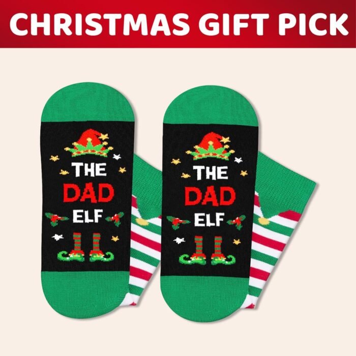 HAPPYPOP Christmas Gifts Stocking Socks for Men - Secret Santa Socks Xmas Stocking Stuffers for Him Green - Image 4