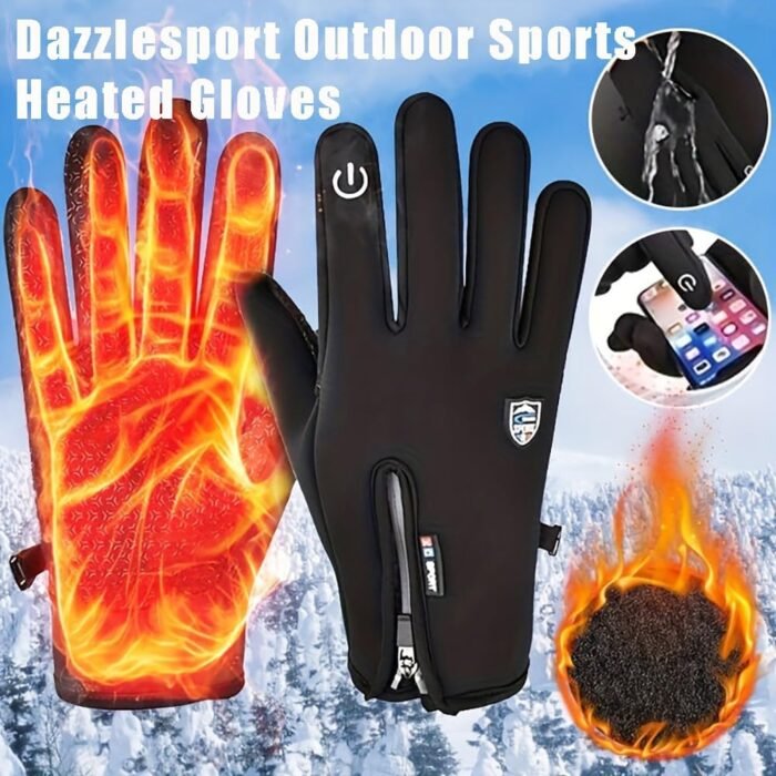 Dazzlesport Outdoor Sports Heated Gloves, Dazzle Sport Winter Gloves Short Plus Velvet Windproof Waterproof Thermal - Image 2