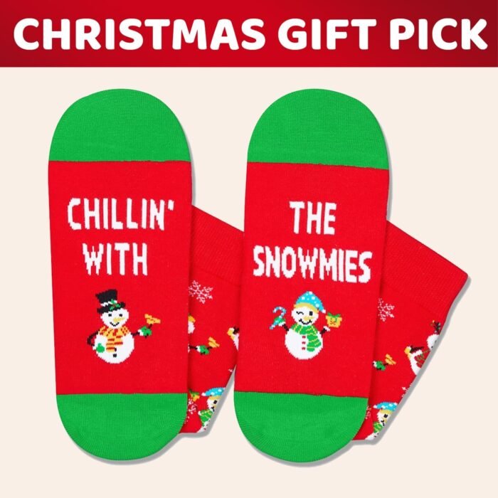 HAPPYPOP Christmas Gifts Stocking Socks for Teens - Christmas Red Snowman Socks Xmas Stocking Stuffers for Women Men With Greeting Card - Image 6