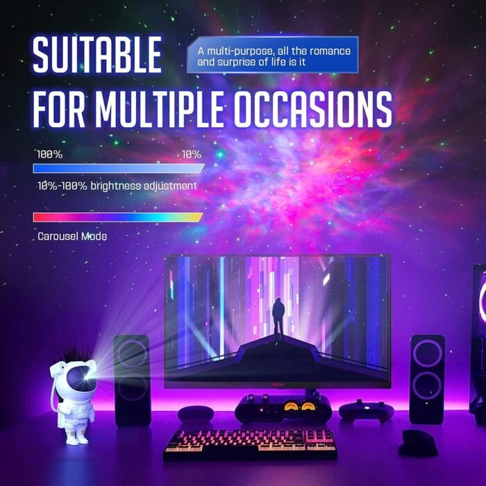 Star Projector Galaxy Night Light - Astronaut Space Projector, Starry Nebula Ceiling LED Lamp with Timer and Remote, Kids Room Decor Aesthetic, for Christmas, Birthdays, Valentine's Day - Image 4