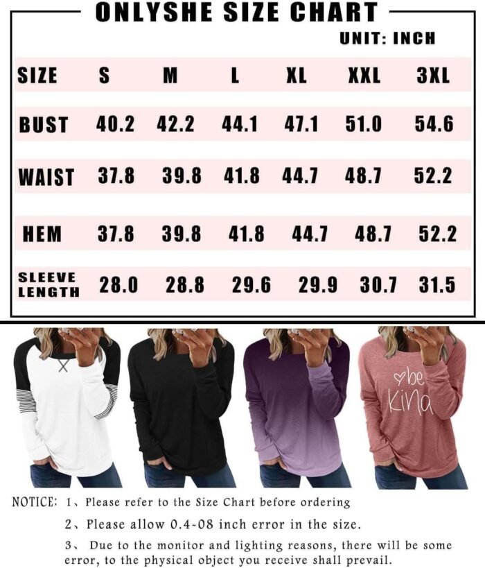 ONLYSHE Womens Crewneck Sweatshirt Casual Loose Fitting Tops Long Sleeve T Shirt - Image 5