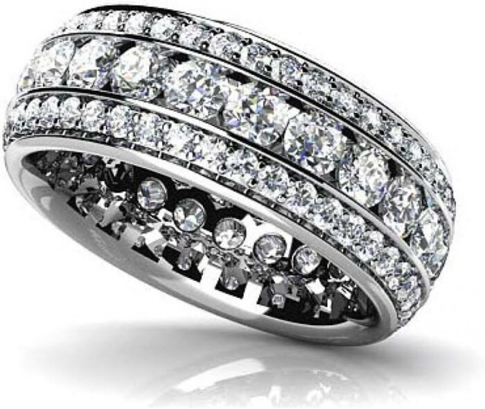 5.00 ct Ladies Three Row Round Cut Diamond Eternity Wedding Band Ring in 18 kt White Gold - Image 3
