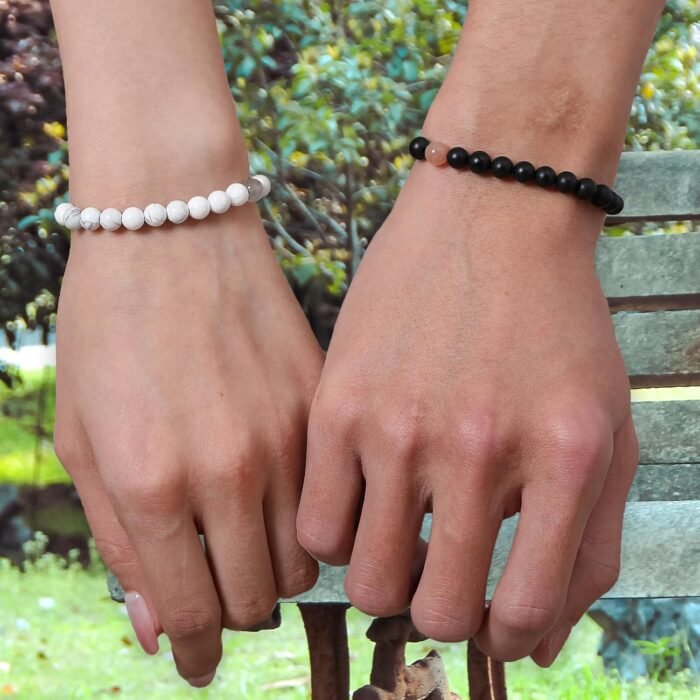 Unique Gifts for Him/Her-2 Pcs Crystal Matching Bracelets-Moonstone Sunstone-Comes in Gift Box with 2 Cards - Image 6