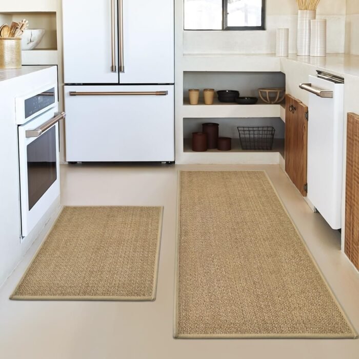Artoid Mode Washable Non Slip Kitchen Rugs and Mats Set of 2, Rubber Backing Absorbent Kitchen Mats for Floor Front of Sink - 17x29 and 17x47 Inch - Image 2