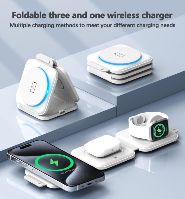 3 in 1 Charging Station for Apple Devices 20W Foldable Mag-Safe Charger for Travel Wireless Charger Pad for iPhone 16 15 14 13 12 Pro/Pro Max/Plus/Mini AirPods 2/3/Pro iWatch Ultra/8/7/SE/6/5/4/3/2 - Image 2