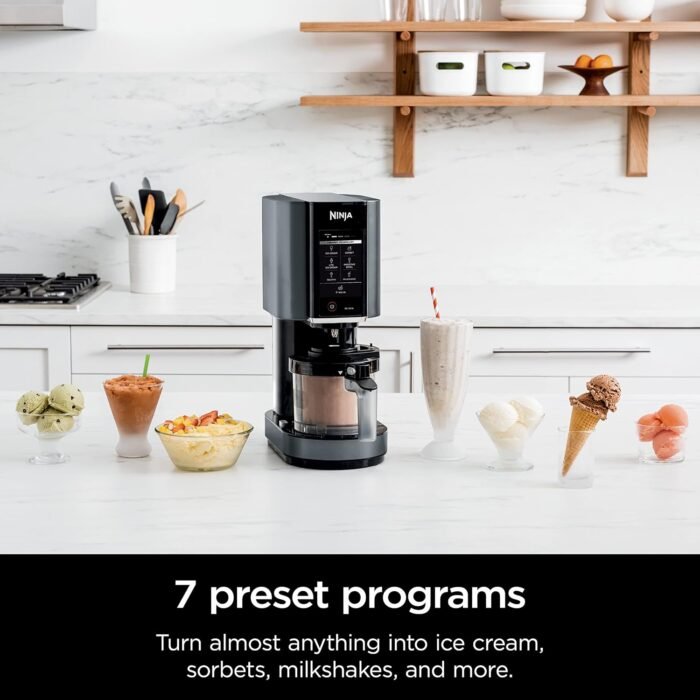 Ninja CREAMi, Ice Cream Maker, Ice Cream, Gelato, Sorbet ,Milkshakes, Mix-ins, Smoothie Bowls & More, 7-in-1, Ice Cream Pints, Pint lid, Healthy Ice Cream, Compact, Perfect for Kids, Black, NC299AMZ - Image 2