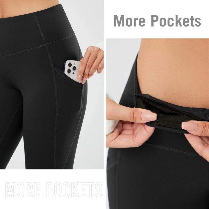 BALEAF Women's Fleece Lined Leggings Thermal Warm Winter Tights High Waisted Yoga Pants Cold Weather with Pockets - Image 4