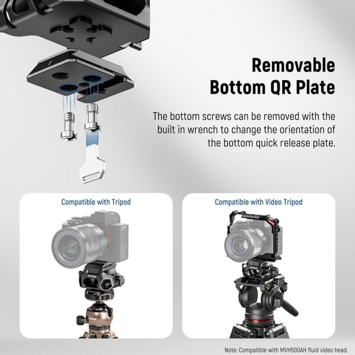 NEEWER 15mm LWS Baseplate with Arca Type QR Plate & Base, 15mm Rod Clamps, Retractable Anti Off Pin Compatible with DJI Compatible with SmallRig Shoulder Rig, SR015 - Image 7