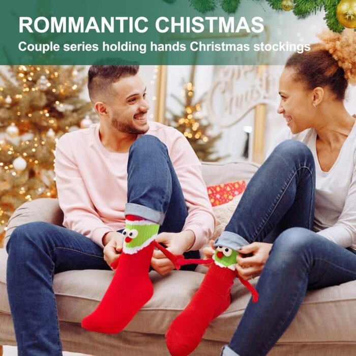 Awoscut Holiday Stockings Novelty Hand In Hand Cute Holiday Gifts Socks Family Couple Matching Xmas Socks for Adult Kid - Image 5