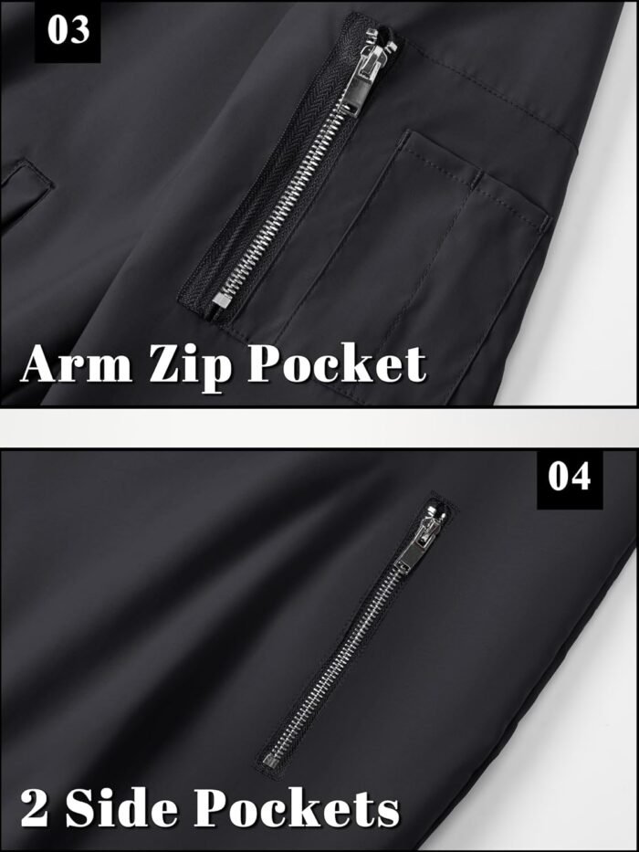 TACVASEN Men's Bomber Jacket Lightweight Casual Spring Fall Windbreaker Zip Up Coat with Pocket - Image 6