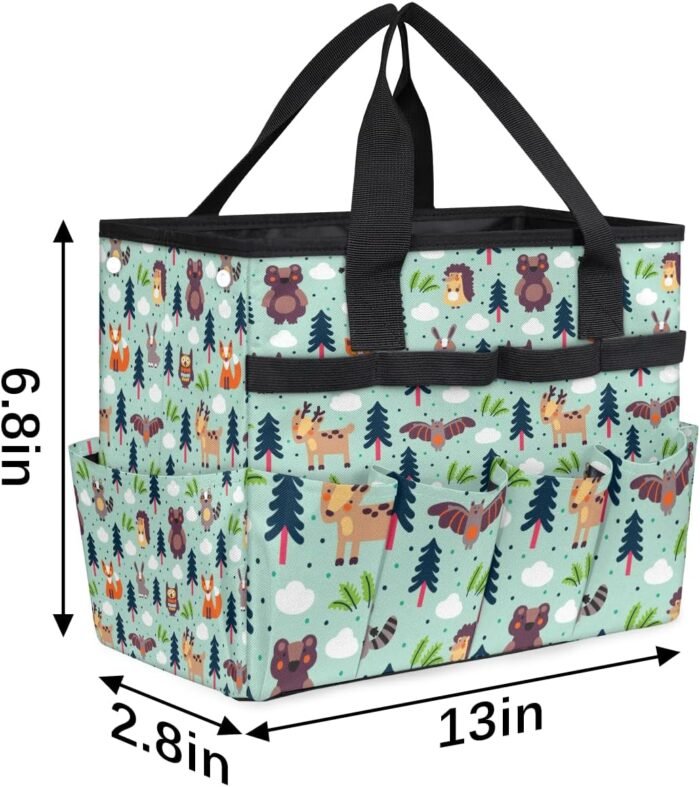 Garden Tote Bag Organizer, Garden Bags for Tools, Portable Garden Tool Bags Cute Storage with Pockets & Handle, Multi-Pocket Gardening Tote Organizer for Outdoor Garden Lawn Yard - Image 3
