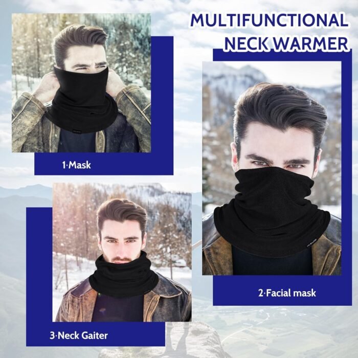 Winter Neck Warmer Fleece Neck Gaiter for Skiing Motorcycle Bike Jogging Running Outdoor Sports for Men & Women - Image 5