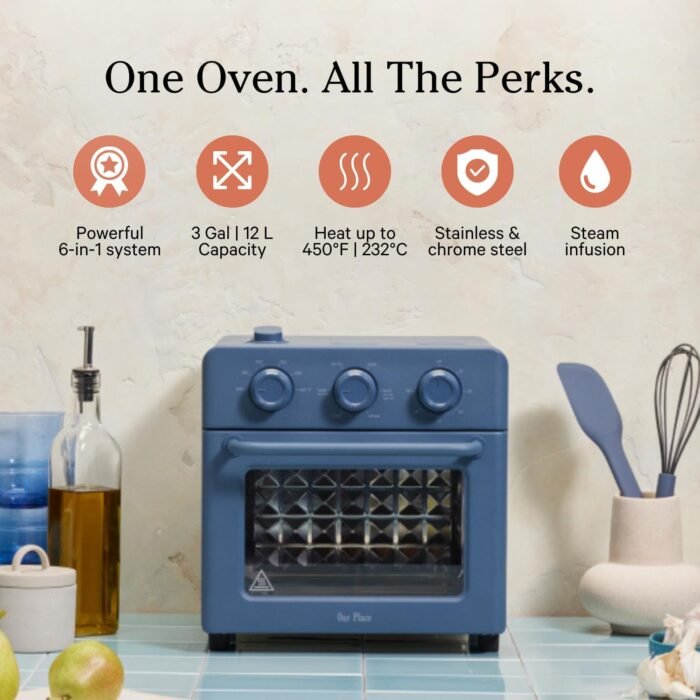 Our Place Wonder Oven | 6-in-1 Air Fryer & Toaster Oven with Steam Infusion | Compact, Countertop Friendly, Fast Preheat, Multifunctional | Air Fry, Toast, Roast, Bake, Reheat & Broil | Blue Salt - Image 2