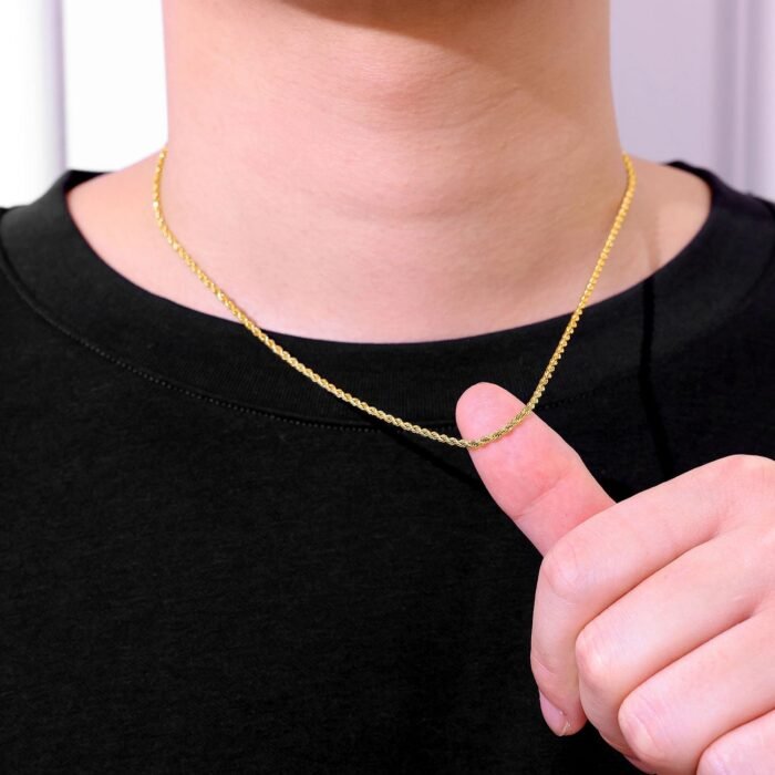 Fiusem Gold Plated Rope Chain for Men, 18K Gold Plated Mens Chain Necklace, Stainless Steel Chain Necklacefor Men and Women - Image 4