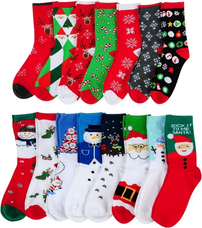 MarJunSep 15 Pairs Women's Christmas Socks Gifts for Women Adults Family Coworkers Cotton Holiday Socks Stocking Stuffers - Image 2