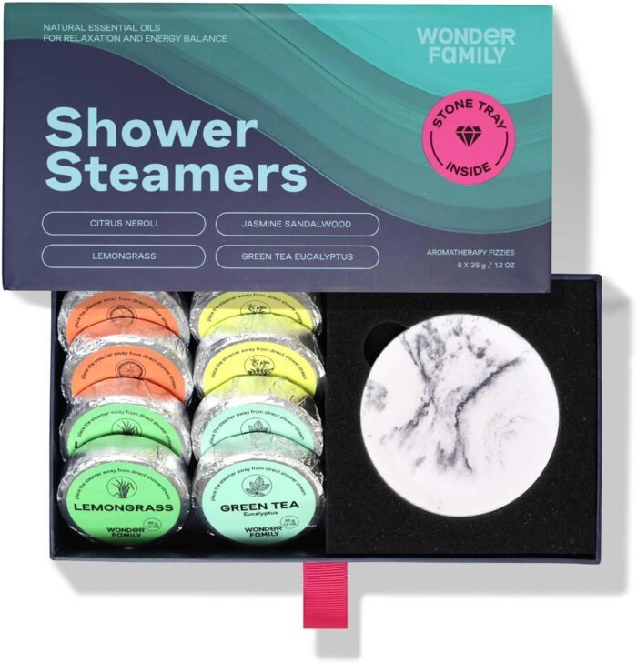 Shower Steamers Aromatherapy + Stone Tray - 8 Pack Shower Bombs for Women & Men - Shower Essentials for Women - SPA Gifts for Women with Green Tea Eucalyptus for Shower - Shower Tablets Aromatherapy - Image 8
