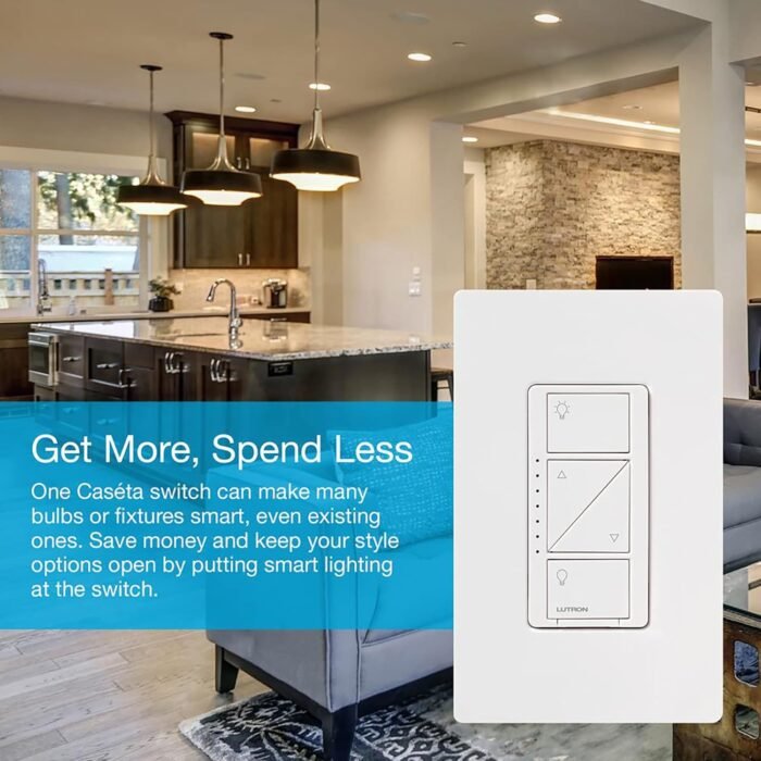 Lutron Caseta Smart Lighting Original Dimmer Switch, for Light Bulbs, Works w/ Alexa, Apple Homekit, Google Home (Hub Required), No Neutral Required, 150W 3-Way, PD-6WCL-WH-12, White, 12 Pack