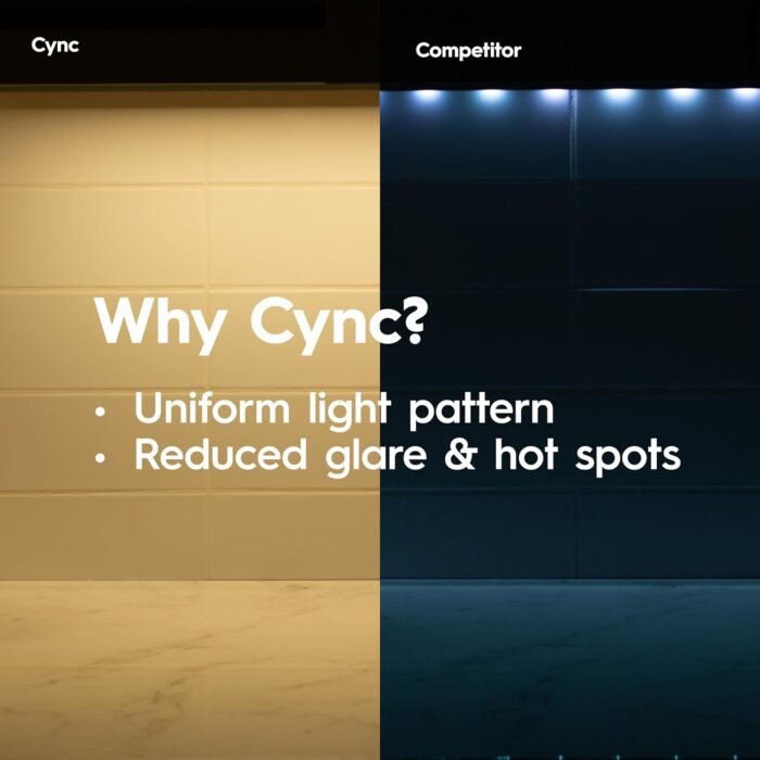 Cync GE Reveal HD+ Smart Undercabinet Light Fixture, Color Changing Undercab Light, Smart Wi-Fi Kitchen Light, Works with Alexa and Google Home, Christmas Gifts for Men, Holiday Gift for Women, 18 in - Image 6