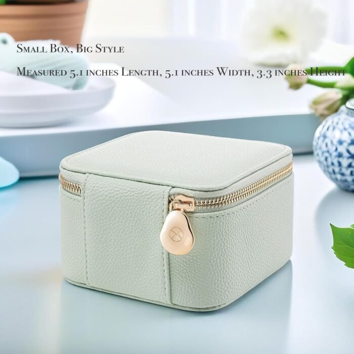 Vlando Travel Jewelry Box Organizer - 6 Small Velvet Zipped Pouches Pockets for Jewelries Necklaces Rings Earrings Sorting Storage, Menthol Mambo - Image 3
