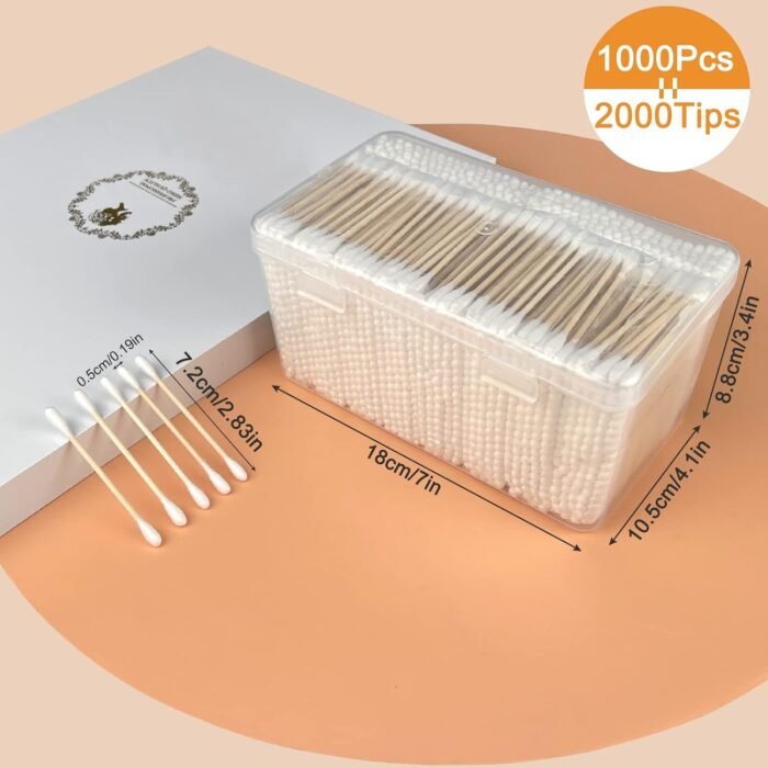 1000 ct (2000 Tips) Bamboo Cotton Swabs - Biodegradable Double Tips Cotton Buds - Natural Organic Cotton Swabs - Pure Cotton Buds For Ear Beauty & Personal Care - Image 7
