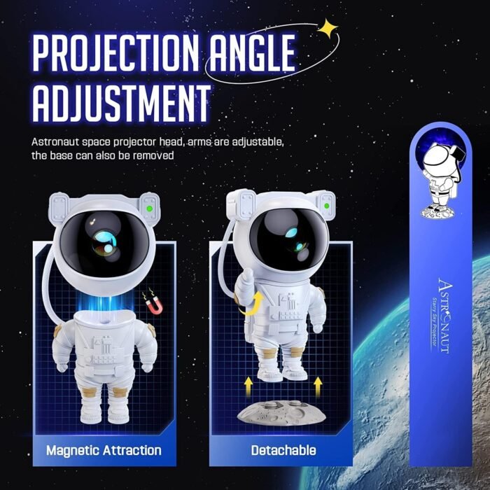 Star Projector Galaxy Night Light - Astronaut Space Projector, Starry Nebula Ceiling LED Lamp with Timer and Remote, Kids Room Decor Aesthetic, for Christmas, Birthdays, Valentine's Day - Image 5