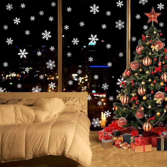 LUDILO 135Pcs Christmas Window Clings Snowflakes Window Decals Static Window Stickers for Christmas Decorations Window Décor Ornaments Xmas Party Supplies Thanksgiving Party Décor - Image 3