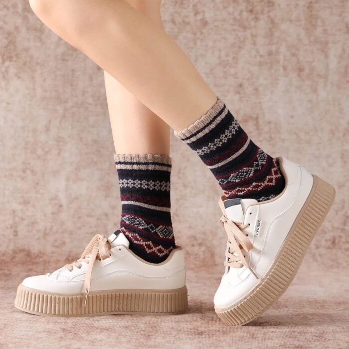 Wool Socks 5 Pairs - Wool Socks for Women Boot Socks Soft Crew Socks Cozy Socks Warm Socks - Image 5