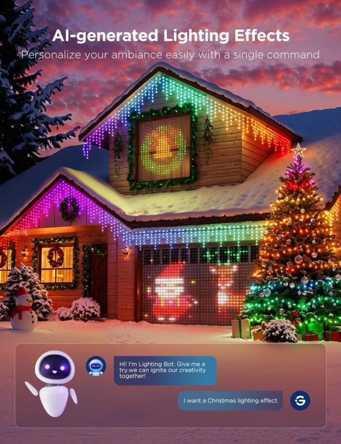Govee Christmas Lights 2, RGBWIC 99FT 300LEDs Christmas Tree Lights with Shape Mapping Function, Smart Holiday String Lights for Christmas Decor, 130+ Preset Scenes, Voice and APP Control, Green Wire - Image 3