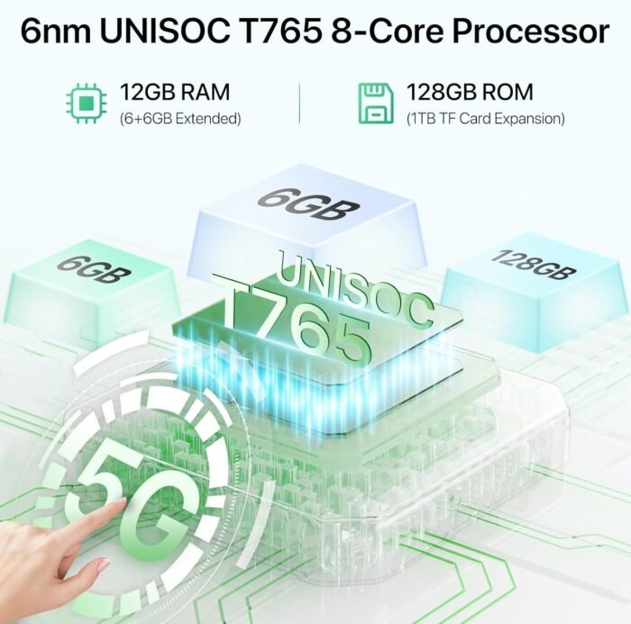 UMIDIGI G9 5G Cell Phone, Android 14 Unlocked Phones, 12(6+6) GB +128GB/1TB TF Expand, 5G Dual SIM, 50MP Camera, 6.75" HD+ 90Hz Display, AI Face & Fingerprint Unlock, 5000mAh Android Phone Green - Image 3