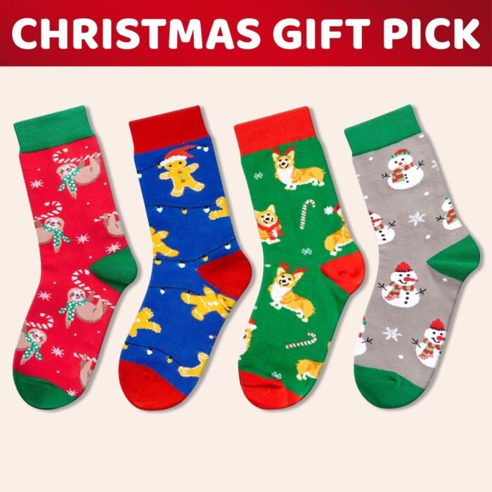 HAPPYPOP Christmas Gifts Stocking Socks for Mom Dad - Secret Santa Socks Xmas Stocking with Greeting Card for Teen Boys Girls, Christmas Stocking 4 Pack - Image 6