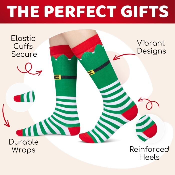Christmas Gifts Stocking Socks For Girl Boy- Little Elf Socks Xmas Stocking Stuffers 2-12 Years - Image 2