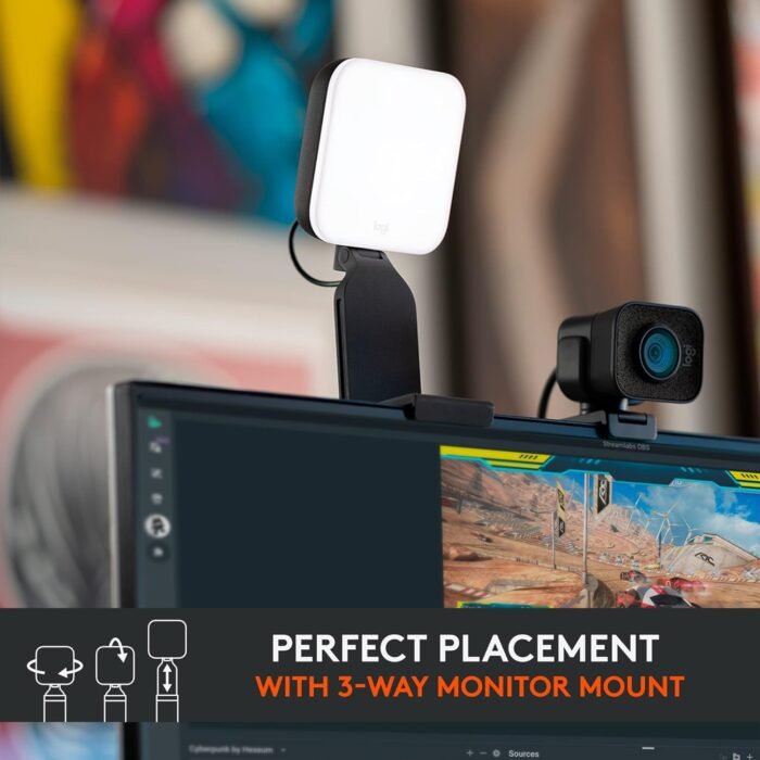 Logitech for Creators Litra Glow Premium LED Streaming Light with TrueSoft, adjustable monitor mount, brightness & color temp settings, desktop app control for PC/Mac - Graphite - Image 5