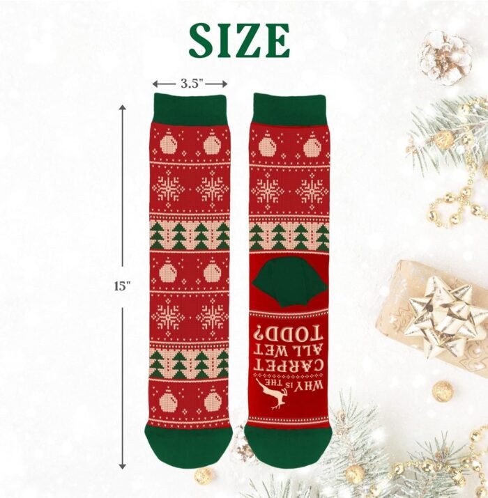 Funny Christmas Socks for Women Men, National Lampoons Christmas Vacation Costume Accessories, Winter Warm Knitted Socks - Image 2