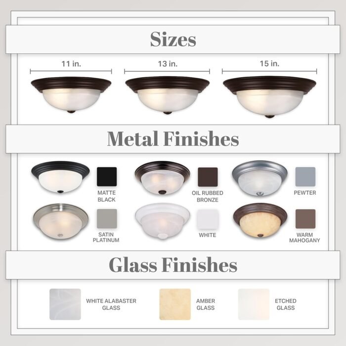 DESIGNERS FOUNTAIN 2-Light Flush Mount Ceiling Light, 11 Inch Lighting Fixture for Kitchen, Bedroom, Bathroom, and Hallway, White Alabaster Glass, Oil Rubbed Bronze, 1257S-ORB-AL - Image 6