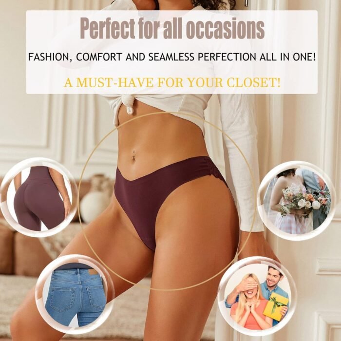 Sth Big Cheeky Underwear for Women Lace No Show Bikini Soft Breathe Seamless Panties Ladies Sexy Hipster Set 6 Pack - Image 5
